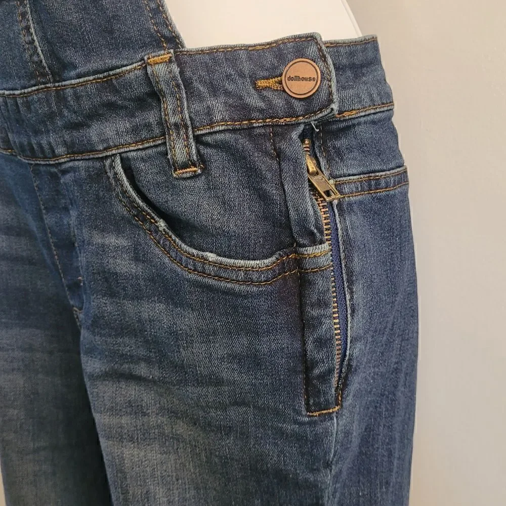 NWOT Dollhouse Juniors Womens denim jeans Overalls Size 1 - Picture 4 of 9